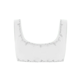 Aaliyah Hand Beaded Crystals Bikini Top White