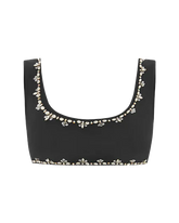 Aaliyah Hand Beaded Crystals Bikini Top - Black