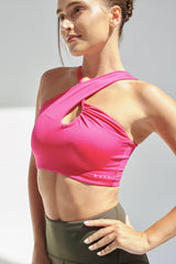 NEW AirRise Convertible Cross Over Keyhole Sports Bra - Pink