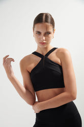 AirRise Convertible v Neck Sports Bra - Black