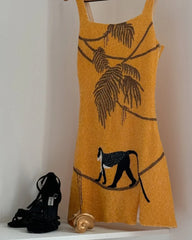 St. Barth Hand-Beaded Crystal Dress Yellow