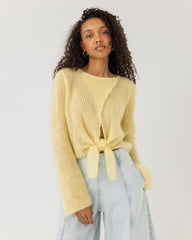 Skraistas: Butter Yellow Silk & Mohair Cropped Cardigan