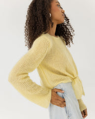 Skraistas: Butter Yellow Silk & Mohair Cropped Cardigan