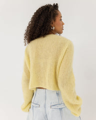 Skraistas: Butter Yellow Silk & Mohair Cropped Cardigan