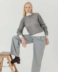 Skraistas: Fog Grey Silk & Mohair Cropped Cardigan