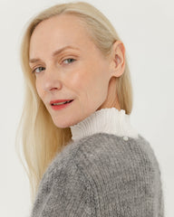 Skraistas: Fog Grey Silk & Mohair Cropped Cardigan