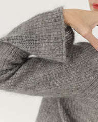 Skraistas: Fog Grey Silk & Mohair Cropped Cardigan