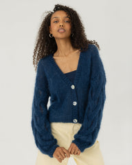 Pagunda: Midnight Blue Mohair & Silk Cardigan