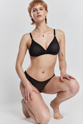 Anthelia Recycled-Tulle Soft Bralette - Volcanic Black