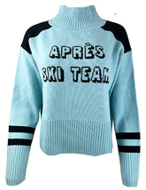 "APRÈS SKI TEAM" Funnel Neck Sweater Color: Ice Blue/Black