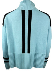 "APRÈS SKI TEAM" Funnel Neck Sweater Color: Ice Blue/Black