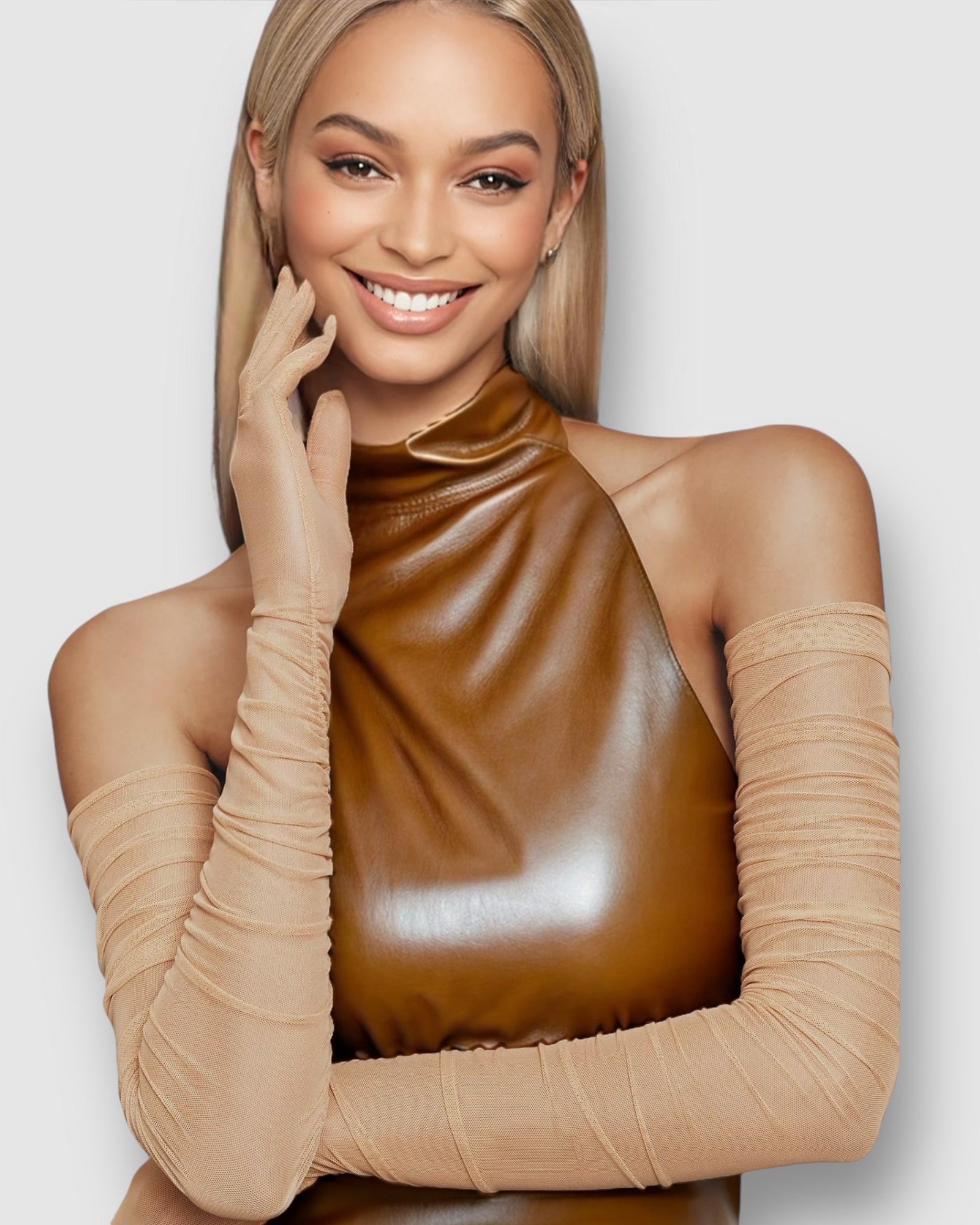 Ariana Ruched Mesh Opera Glove