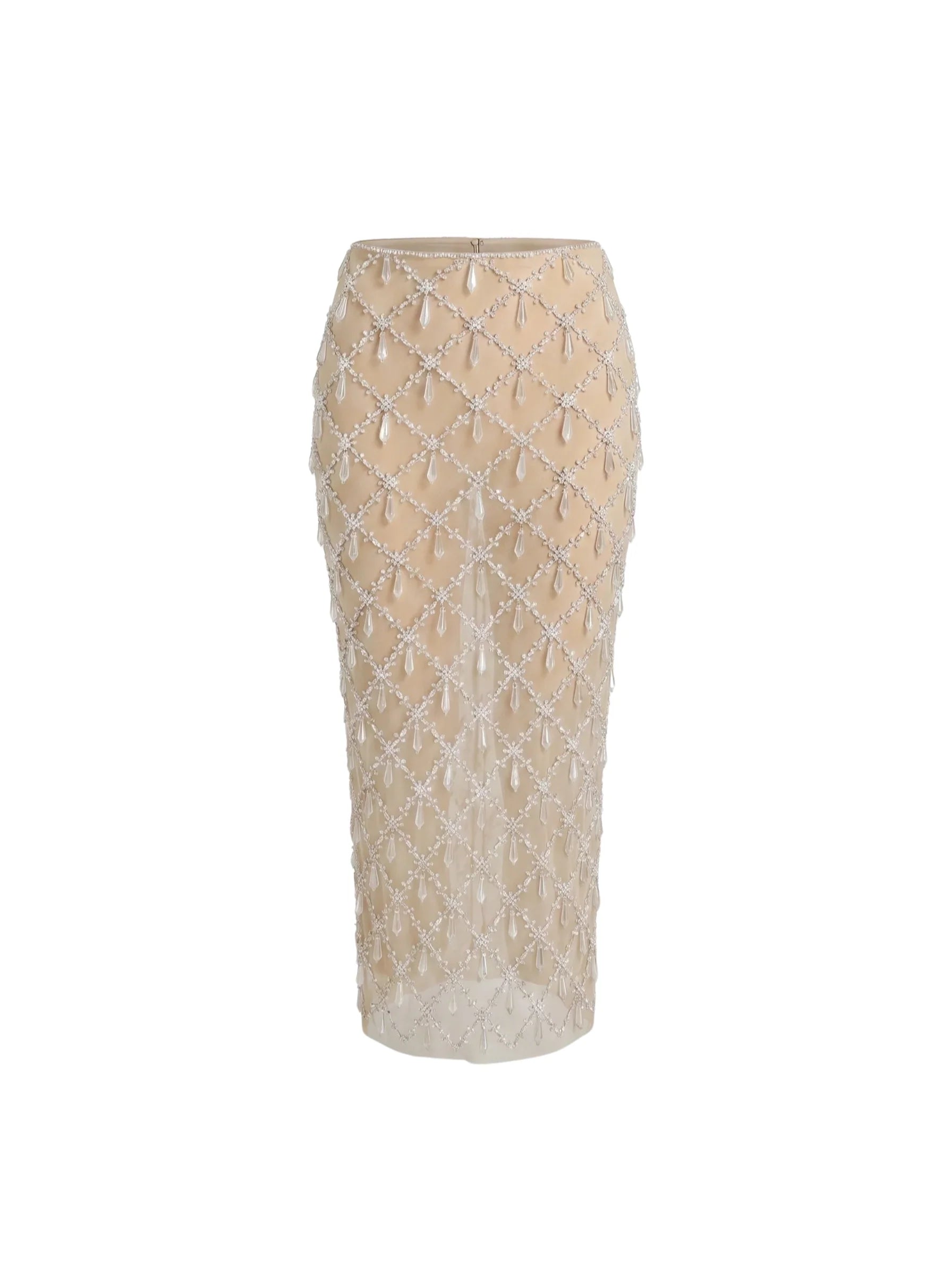 Calliope Luxury Crystal Co-Ord Skirt Nude
