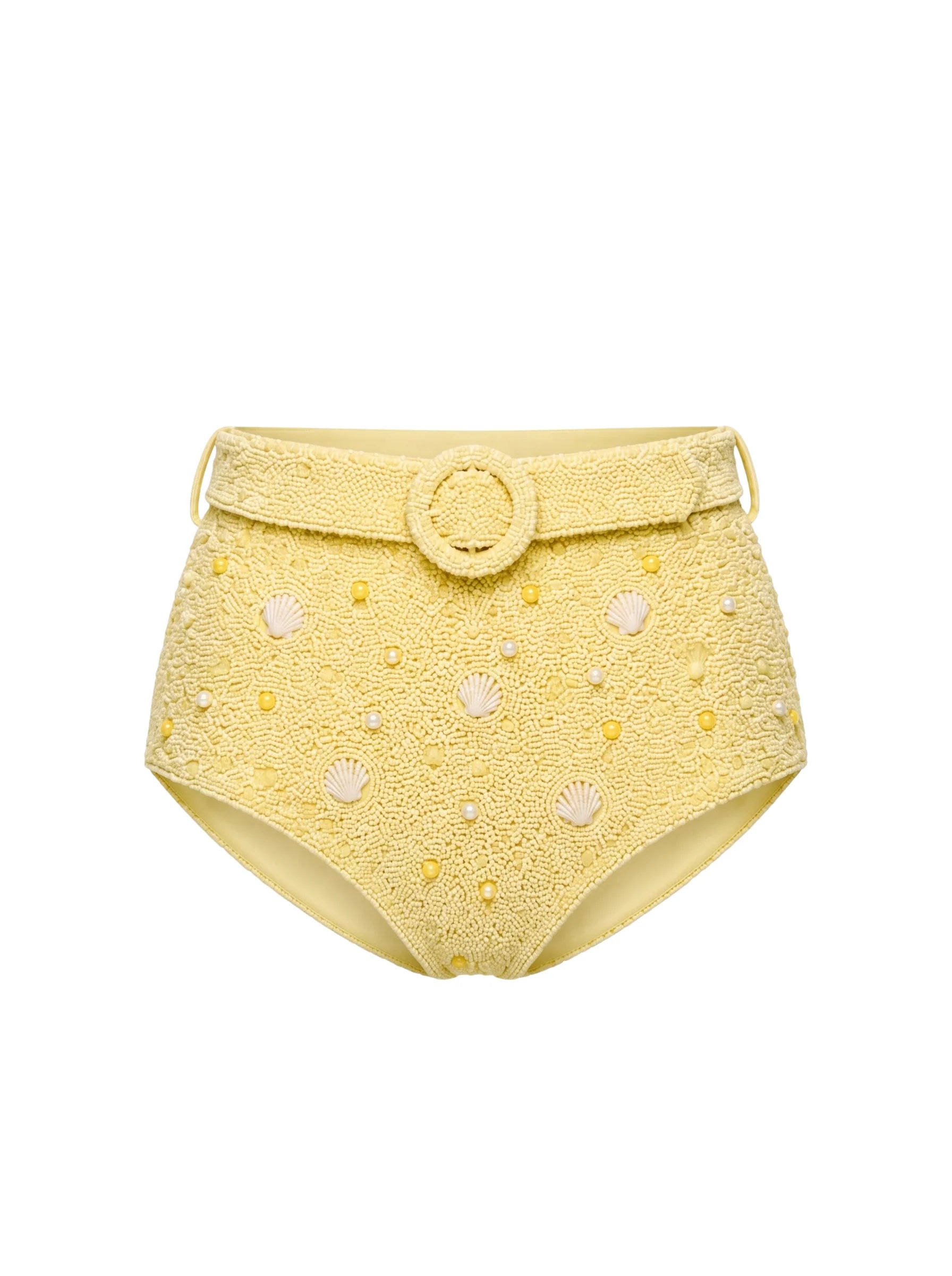 Heidi Shell Hand-Beaded Yellow Bikini Bottom