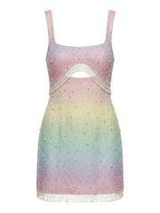 Posy Gradient Pastel Beaded Mini Dress