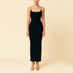 Aurela Knit Chain Dress in Black