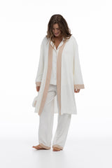 Bamboo Long Pyjama Set in Unbleached Cotton