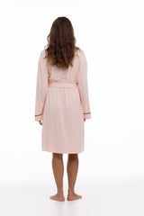 Bamboo Kimono Robe in Peach Powder