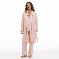 Bamboo Kimono Robe in Peach Powder