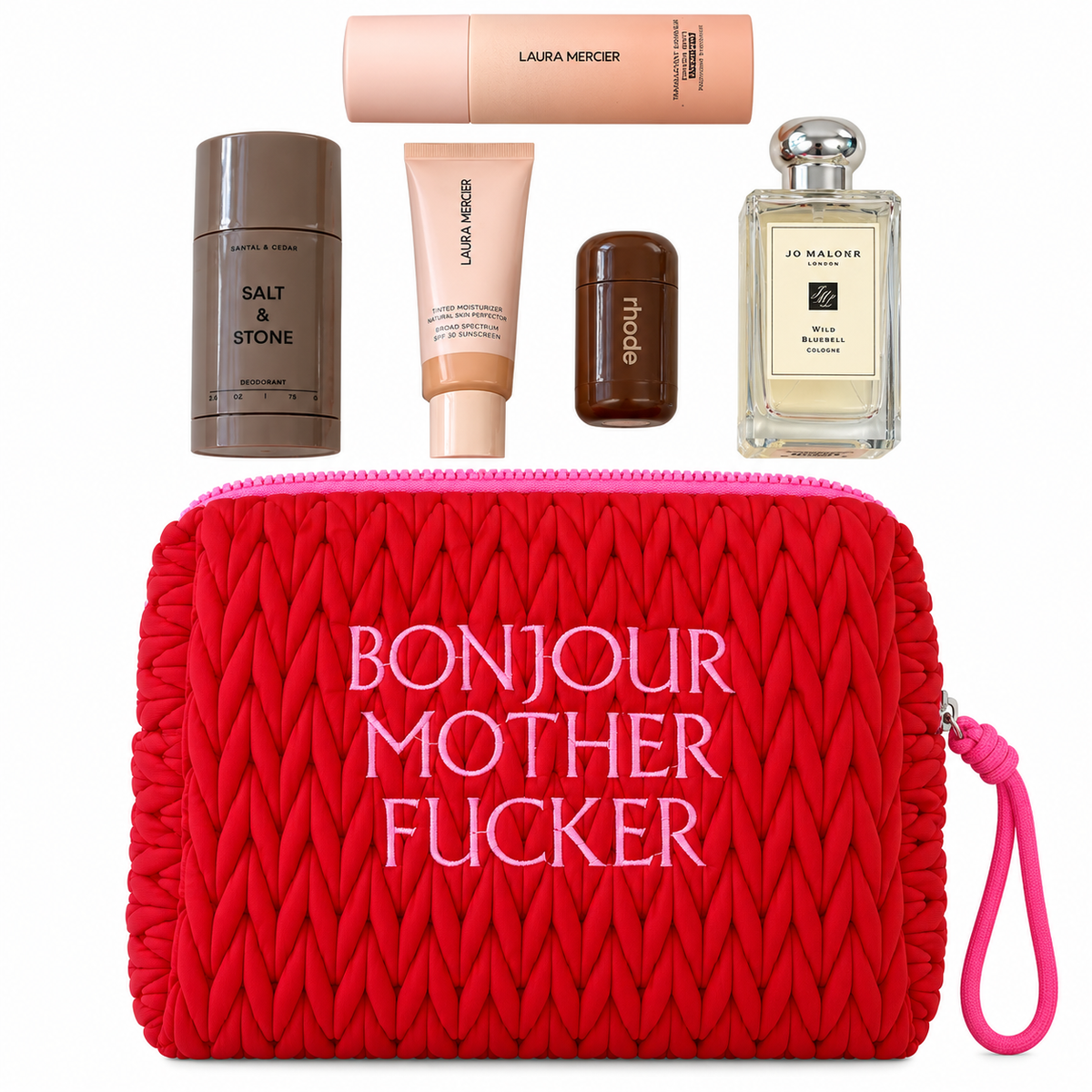 Red Bonjour Mother Fucker Make Up Bag