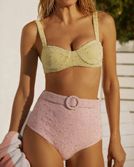 Heidi Hand Beaded Bikini Bottom in Pink