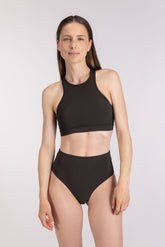 Bikini Top Racerfront Tie ― Coffee