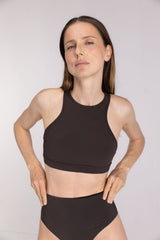 Bikini Top Racerfront Tie ― Coffee