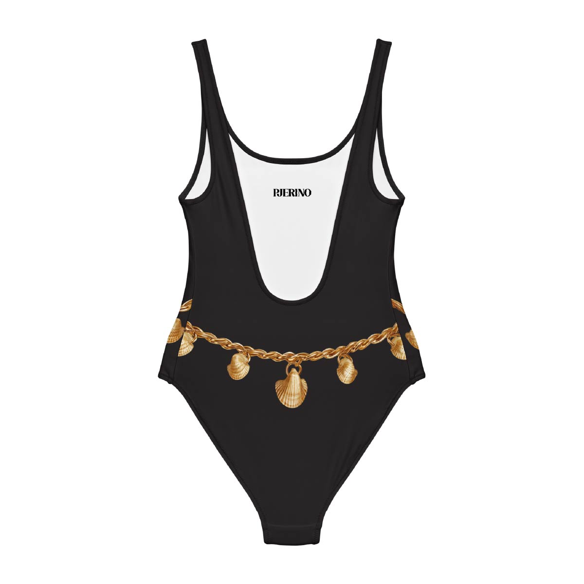 Black One Piece Swimsuit - Midnight Belly Chain