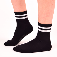 LIGN Black Classic Two White Stripe Tube Grip Sock