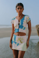 Maya Petal Hand Beaded Top Multi Colour Oceanus X by Poppy