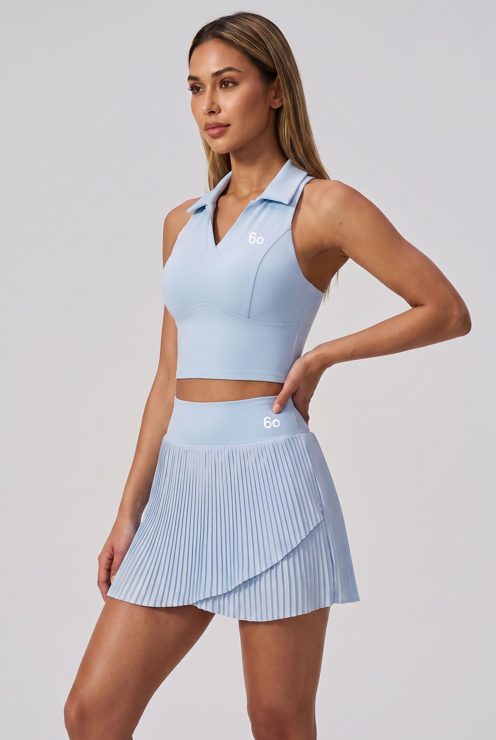 CLEO Polo Top & Pleated Skirt Set