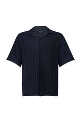 Linen Striped Patterned Shirt - Black
