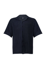 Linen Striped Patterned Shirt - Black