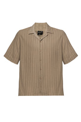 Linen Striped Patterned Shirt - Brown