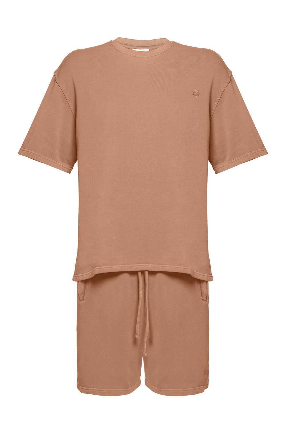 Cotton Casual T-Shirt & Short Set - Light Brown