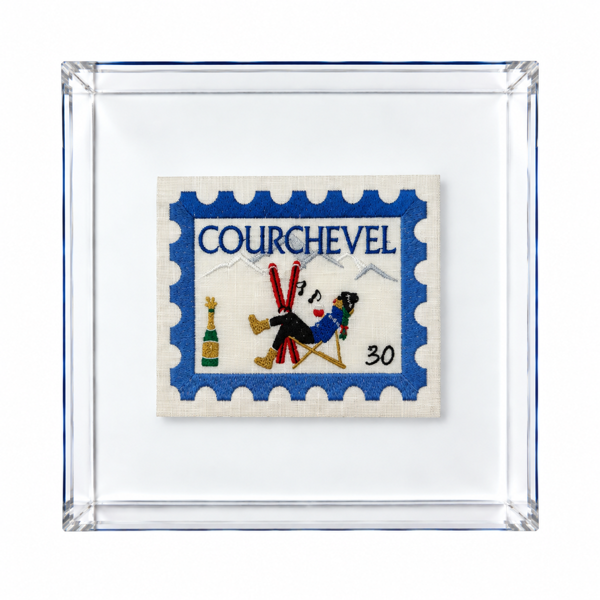 Courchevel Embroidered Postcard Artwork