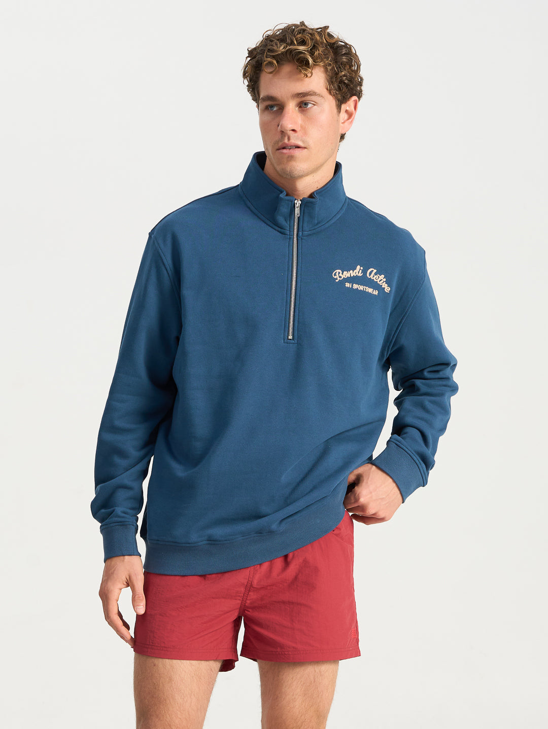 Forma 1/4 Zip Sweat - Washed Teal