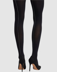 Satellite Crystal Back Seam Opaque Tights