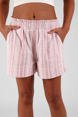 Daisy Multi Stripe Brushed Ethical-Cotton Shorts - Blush Pink