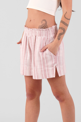 Daisy Multi Stripe Brushed Ethical-Cotton Shorts - Blush Pink
