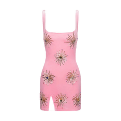 Callie Luxury Embellished Party Dress Pink