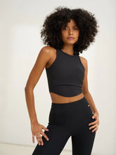 Alma Ribbed Racerback Top Black