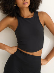 Alma Ribbed Racerback Top Black