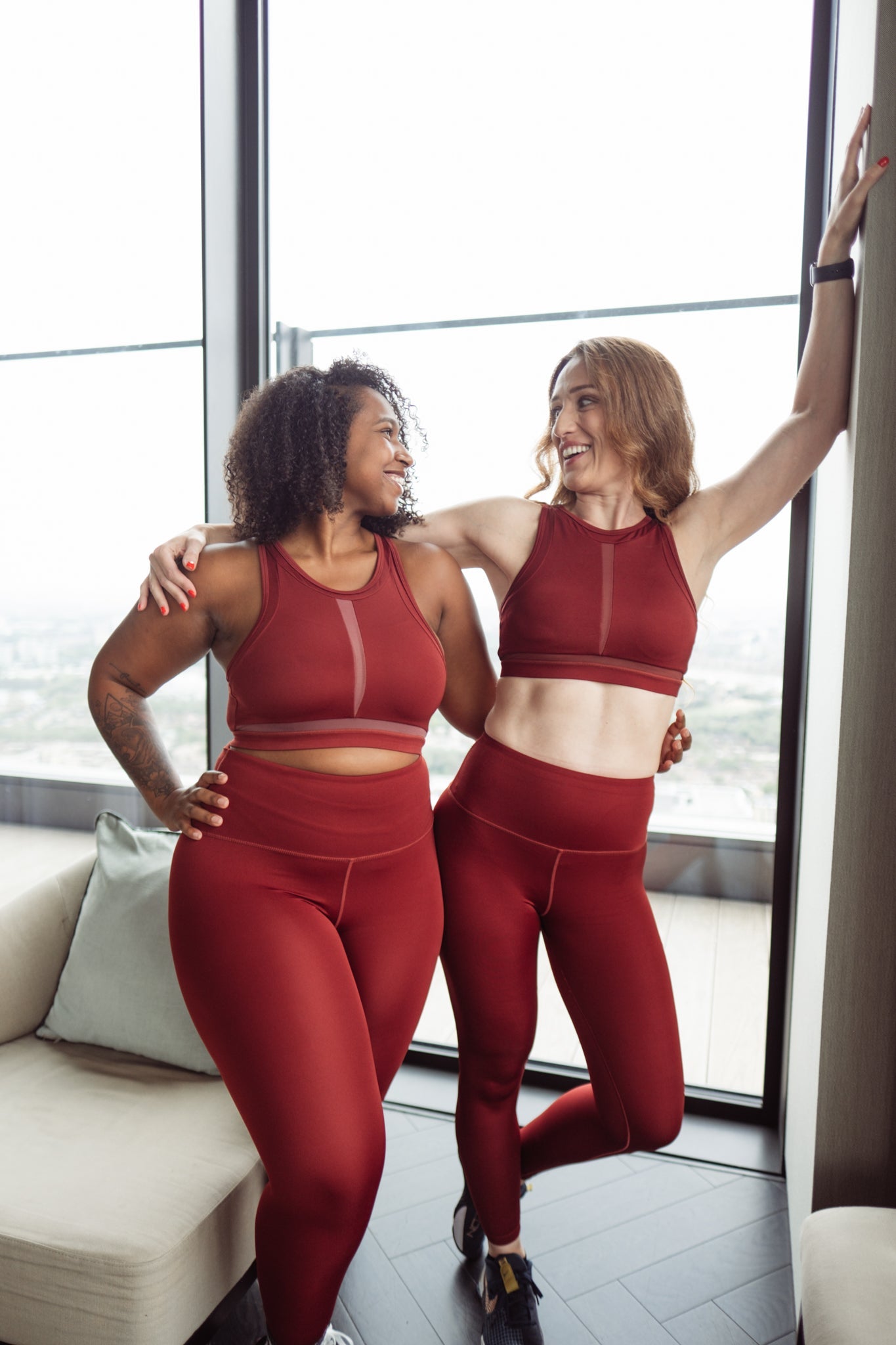 AirRise High Neck Longline Sports Bra - Wine Red