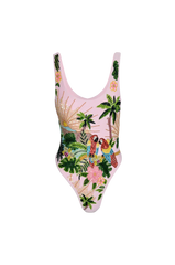 Maya Scoop Back Tropical Swimsuit - Pink