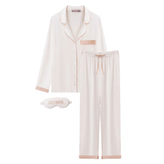 Bamboo Long Pyjama Set in Unbleached Cotton