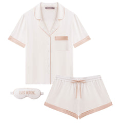 Bamboo Short Pyjama Set in Unbleached Cotton