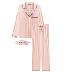 Bamboo Long Pyjama Set in Peach Powder
