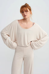 STUDIO LONGSLEEVE TOP - LATTE