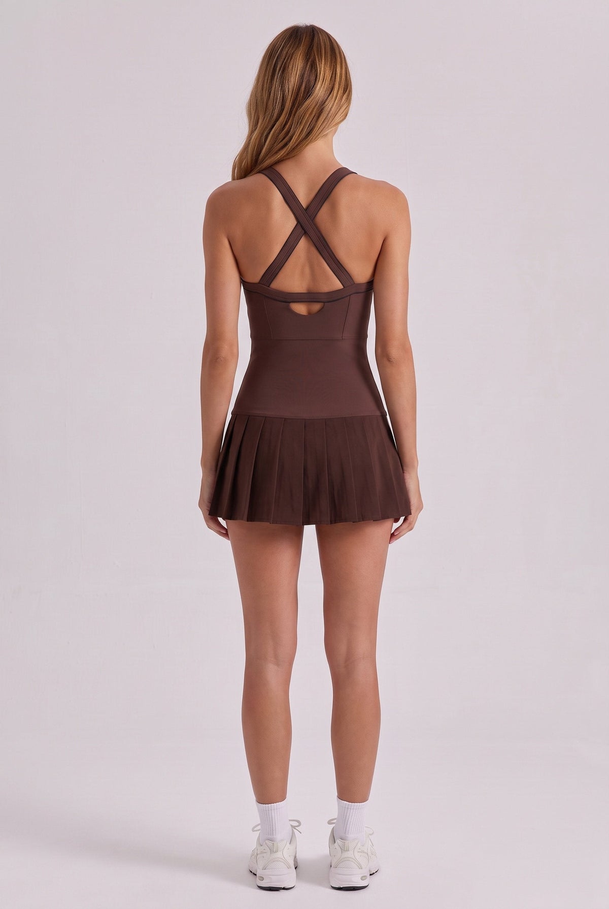 ELLA Scoop Neck Pleated Padel Dress